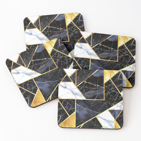 Item preview, Golden And Black (Faux) Marbled Geometric Abstract Designs designed and sold by DEC02.