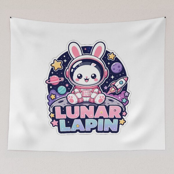 Item preview, Lunar Lapin Kawaii Space Bunny Adorable Astronaut Rabbit designed and sold by chattsuede.