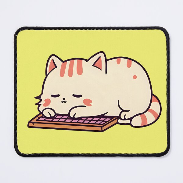 Item preview, Cute Sleeping Chibi Cat on Keyboard Funny Lazy Kawaii Kitten Laptop Sticker designed and sold by bvdesignart.