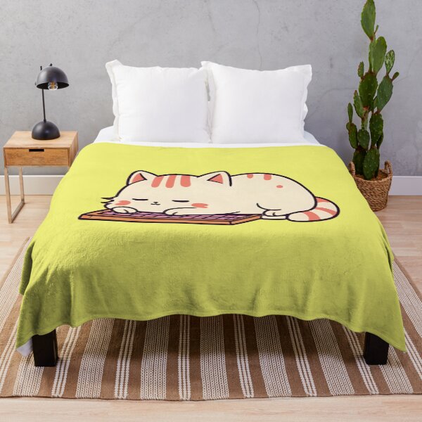 Item preview, Cute Sleeping Chibi Cat on Keyboard Funny Lazy Kawaii Kitten Laptop Sticker designed and sold by bvdesignart.