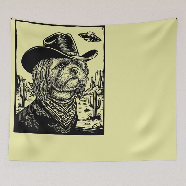 Item preview, Cosmic Cowboy Dog UFO Desert Wild West Canine designed and sold by d247.
