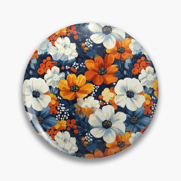 Artikelvorschau, Stimmungsvolles Blumenmuster in Marineblau und Rostorange entworfen und verkauft von Athena2520.