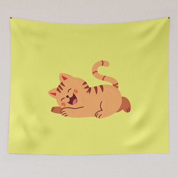 Item preview, Cute Chibi Orange Tabby Cat Lying Down Laughing Happy Kitten Sticker designed and sold by bvdesignart.
