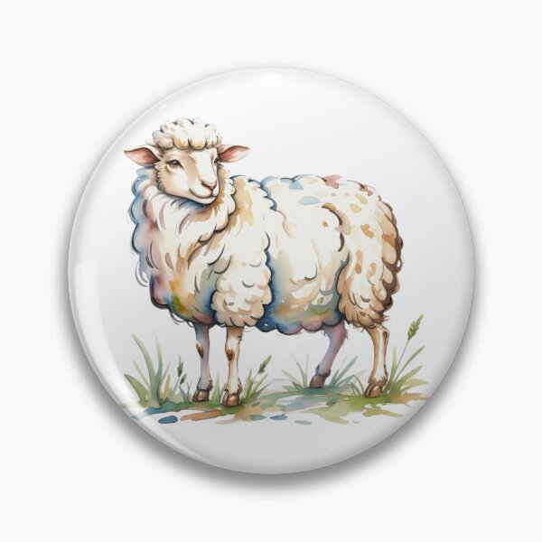 Item preview, Whimsical Watercolor Fluffy Sheep Art - Cute Countryside Meadow Ewe Farmhouse Design designed and sold by Picasfarmer.