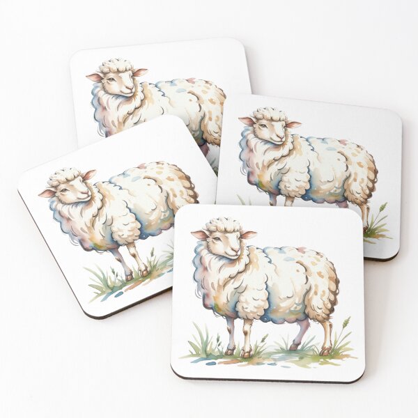 Item preview, Whimsical Watercolor Fluffy Sheep Art - Cute Countryside Meadow Ewe Farmhouse Design designed and sold by Picasfarmer.