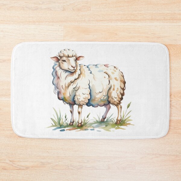 Item preview, Whimsical Watercolor Fluffy Sheep Art - Cute Countryside Meadow Ewe Farmhouse Design designed and sold by Picasfarmer.