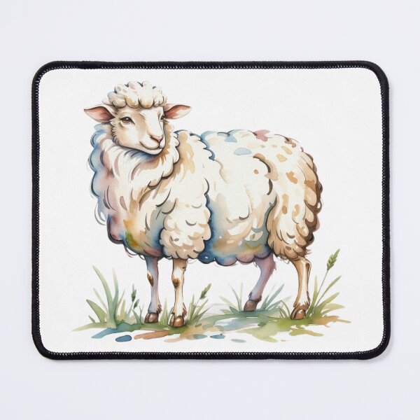 Item preview, Whimsical Watercolor Fluffy Sheep Art - Cute Countryside Meadow Ewe Farmhouse Design designed and sold by Picasfarmer.