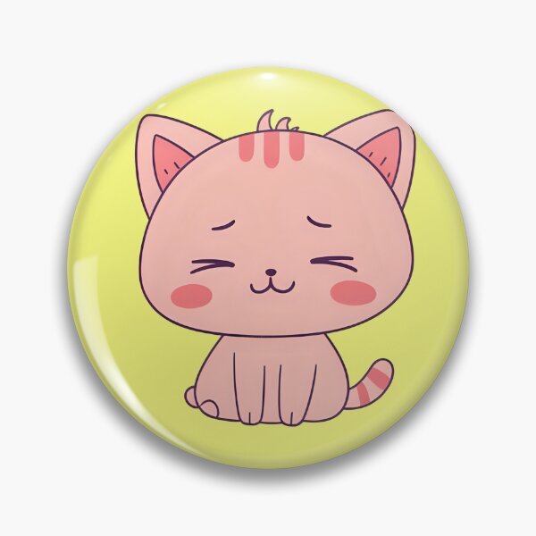 Item preview, Cute Kawaii Pink Chibi Cat Smiling and Shy Aesthetic Kitten designed and sold by bvdesignart.