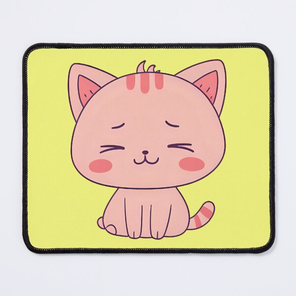 Item preview, Cute Kawaii Pink Chibi Cat Smiling and Shy Aesthetic Kitten designed and sold by bvdesignart.