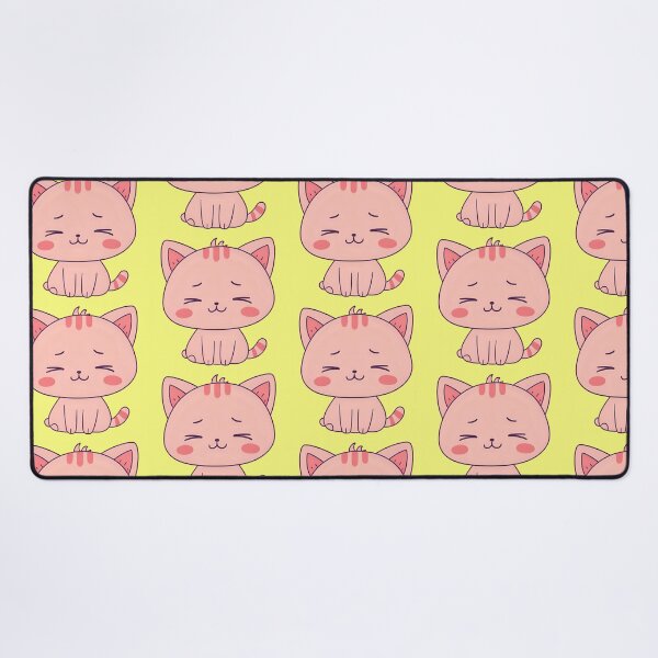Item preview, Cute Kawaii Pink Chibi Cat Smiling and Shy Aesthetic Kitten designed and sold by bvdesignart.