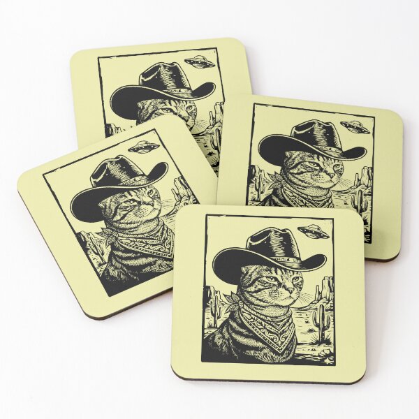 Item preview, Cowboy Cat UFO Desert Western Feline Explorer designed and sold by d247.