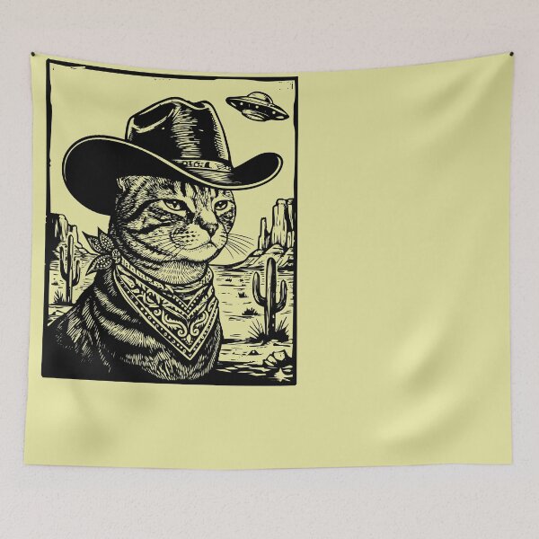 Item preview, Cowboy Cat UFO Desert Western Feline Explorer designed and sold by d247.