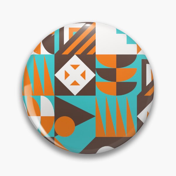 Item preview, Mid-Century Modern 1950's Blue, Orange, And Brown Geometric designed and sold by DEC02.