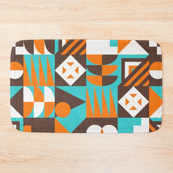 Item preview, Mid-Century Modern 1950's Blue, Orange, And Brown Geometric designed and sold by DEC02.
