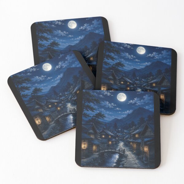 Item preview, Moonlit Japanese Village Under Full Moon  designed and sold by optimusprime39.