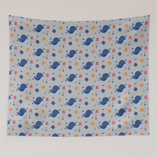 Item preview,  Cute Ocean Friends Pattern – Whales Jellyfish Stars Kids Design designed and sold by 555Design.