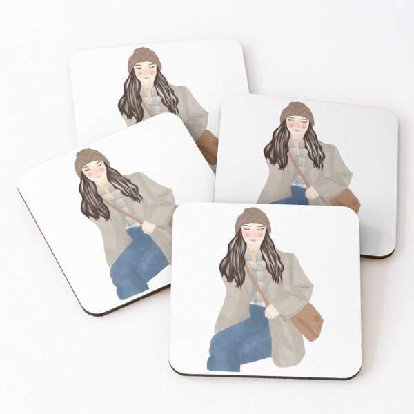 Item preview, She Is Brave Aesthetic Winter Beanie Girl Art designed and sold by theleftyworks.