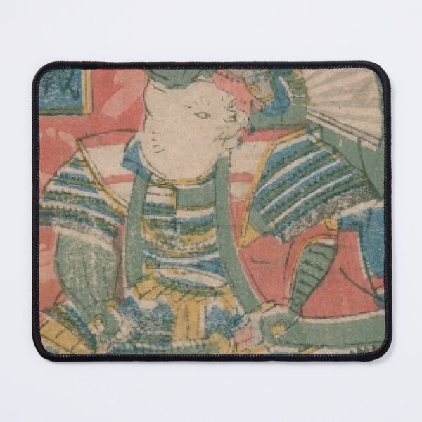 Item preview, Vintage Japanese Samurai Cat Ukiyo-e: Anthropomorphic Neko Warrior in Armor designed and sold by vekotpu.