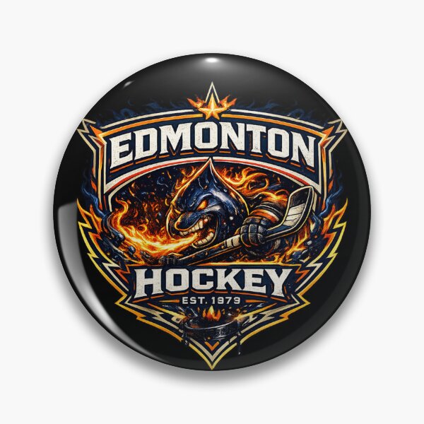 Item preview, Edmonton Hockey Oil Fire Crest | Northern Hockey Fan Design designed and sold by TKOprintdesigns.