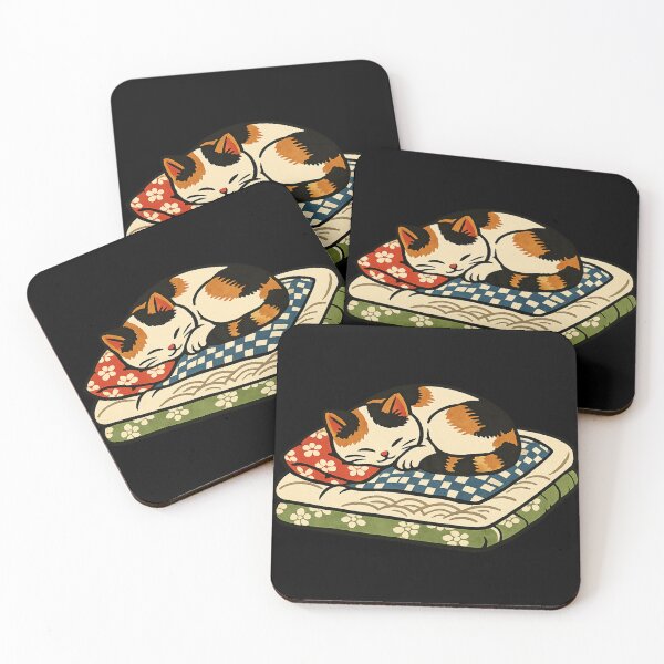 Item preview, Cute Sleeping Calico Cat on Traditional Japanese Cushion designed and sold by optimusprime39.