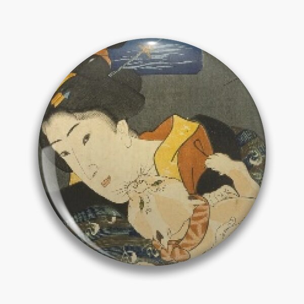 Item preview, Vintage Japanese Ukiyo-e Cat Art: Elegant Woman and Playful Neko designed and sold by vekotpu.