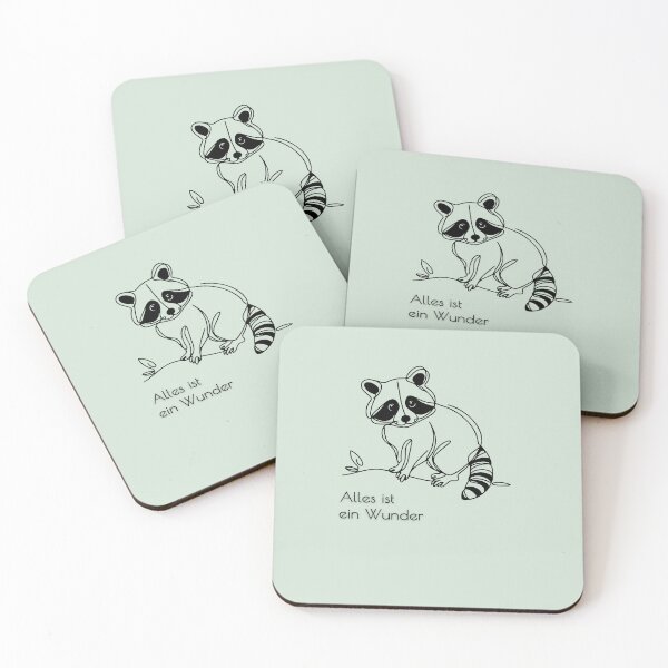 Item preview, Alles ist ein Wunder Cute Raccoon Line Art Premium - Sage Mint Green designed and sold by smaragdstudio.