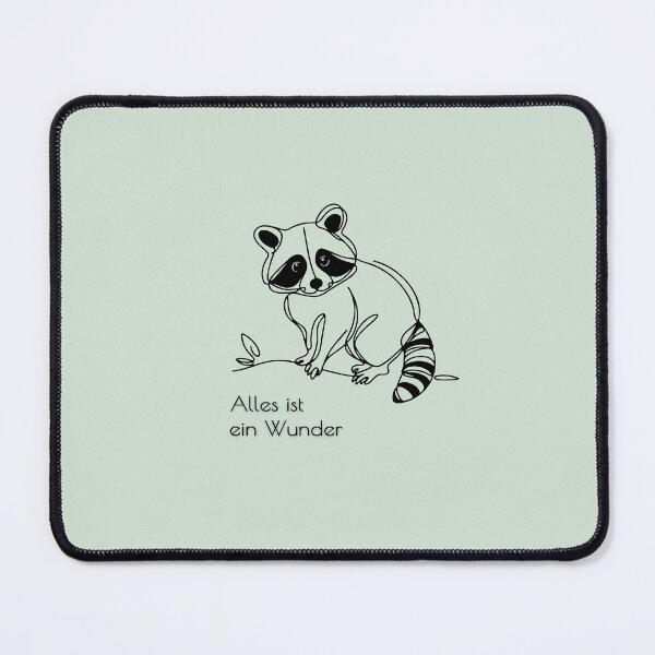 Item preview, Alles ist ein Wunder Cute Raccoon Line Art Premium - Sage Mint Green designed and sold by smaragdstudio.
