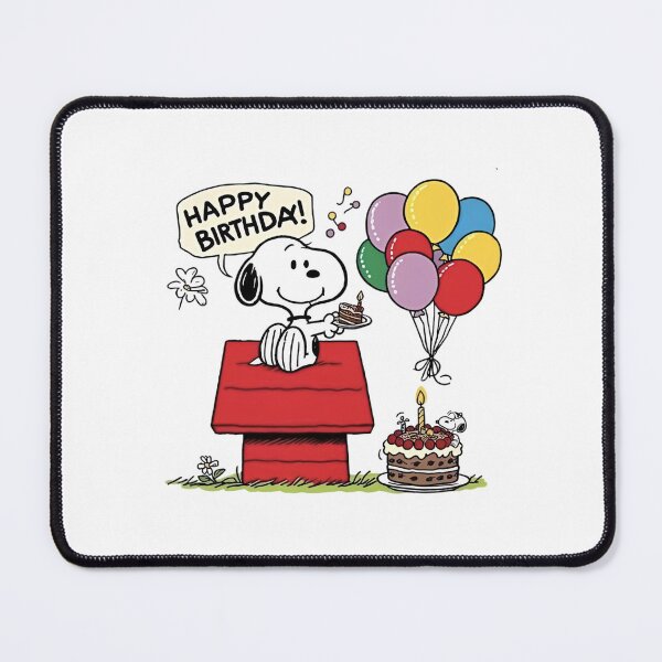 Item preview, Happy Birthday Snoopy Doghouse and Balloons Cute Art designed and sold by Moonpaw-Whimsy.