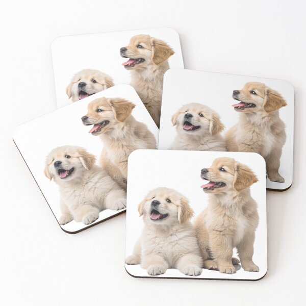 Item preview, Cute Golden Retriever puppies sitting with joyful expressions designed and sold by Art-spree.