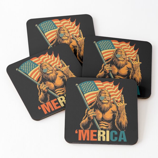 Item preview, Funny Retro Bigfoot Merica American Flag Patriot Sasquatch designed and sold by TopKult.