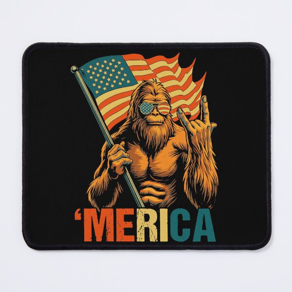 Item preview, Funny Retro Bigfoot Merica American Flag Patriot Sasquatch designed and sold by TopKult.