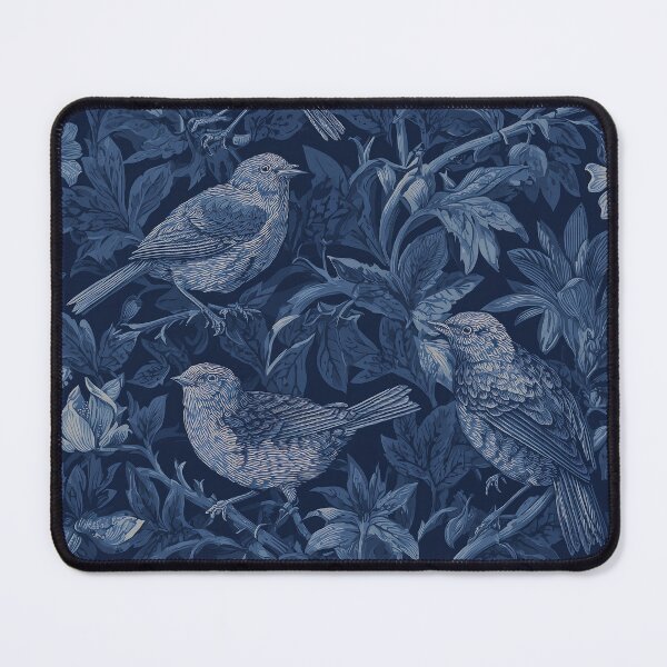 Item preview, Indigo Bird Print — Woodland Botanical Art — Monochrome Blue Decor designed and sold by BestVarieties.