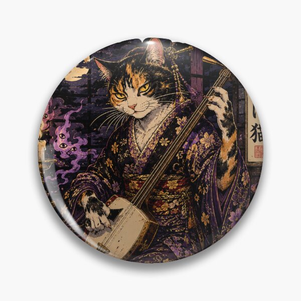 Item preview, Bakeneko Shamisen Player Sticker | Tsukiyo no Bakeneko Japanese Yokai Music Art designed and sold by SeiMeets.