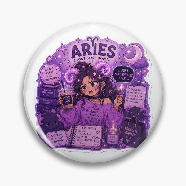 Item preview, Chaotic Aries Zodiac Sticker | Funny Astrology Aesthetic Art designed and sold by MysticPurpleHue.