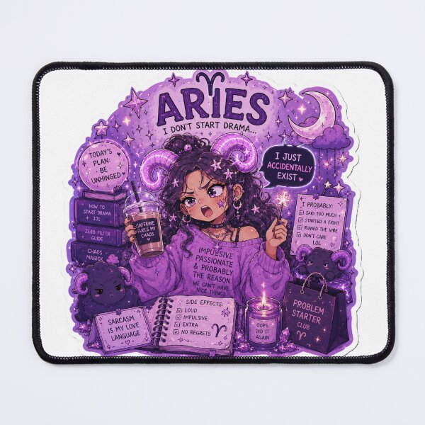 Item preview, Chaotic Aries Zodiac Sticker | Funny Astrology Aesthetic Art designed and sold by MysticPurpleHue.