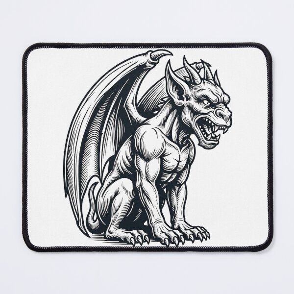 Item preview, Vintage Mythical Gargoyle Statue Line Art designed and sold by GiggleInkTees.