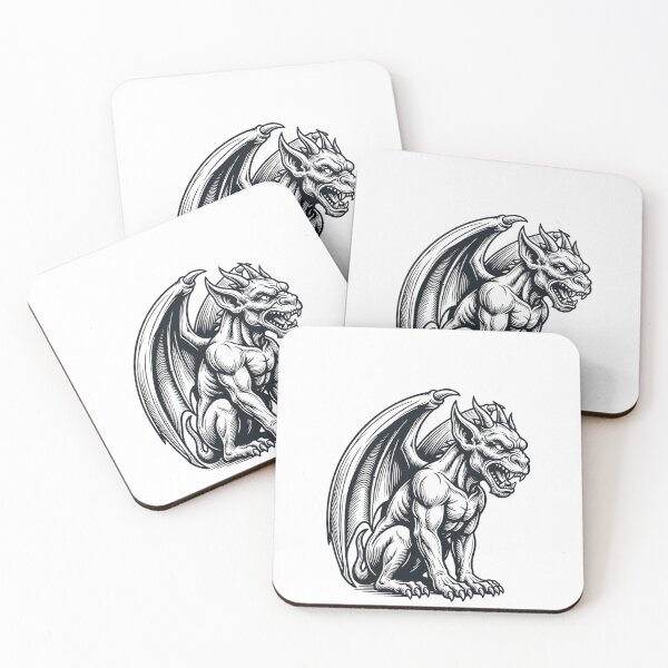 Item preview, Vintage Mythical Gargoyle Statue Line Art designed and sold by GiggleInkTees.