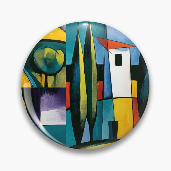 Item preview, Tuscan Light Reimagined- Rolling Fields White Villa and Golden Sun in Bold Abstract Landscape Vision designed and sold by OlfactoART Studio.