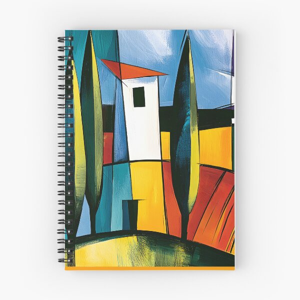 Item preview, Tuscan Light Reimagined- Rolling Fields White Villa and Golden Sun in Bold Abstract Landscape Vision designed and sold by OlfactoART Studio.