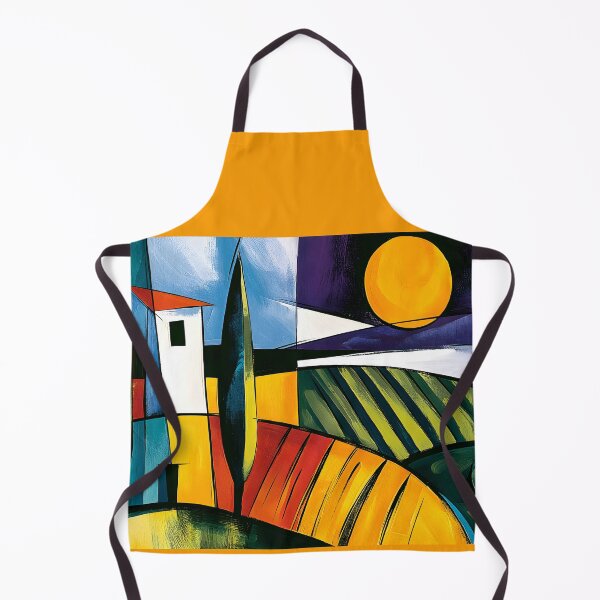 Item preview, Tuscan Light Reimagined- Rolling Fields White Villa and Golden Sun in Bold Abstract Landscape Vision designed and sold by OlfactoART Studio.