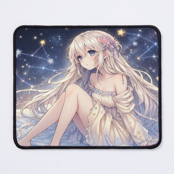Item preview, Anime Starry Sky Girl Galaxy Aesthetic Desk Mat designed and sold by CozyHavenStudio.