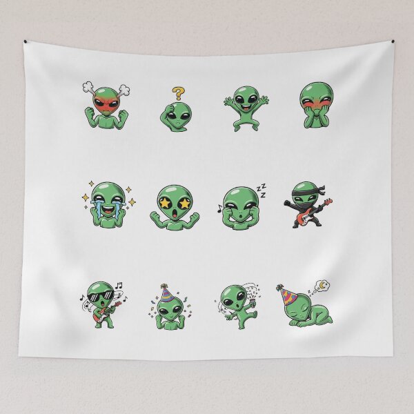 Item preview, Funny And Cute Alien Sticker Pack Emoji Set designed and sold by RamyGallery.