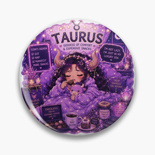 Item preview, Cozy Taurus Zodiac Sticker | Funny Astrology Comfort Lover Art designed and sold by MysticPurpleHue.