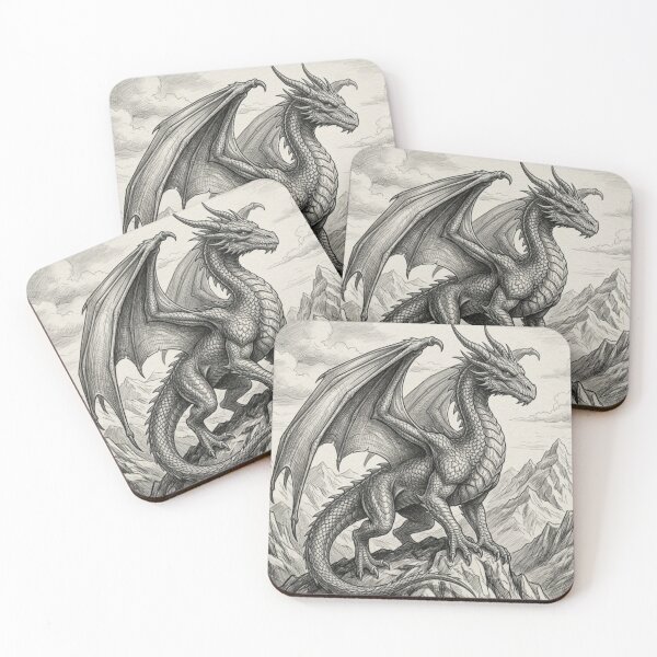 Item preview, Majestic dragon drawing designed and sold by Inkabbmate.