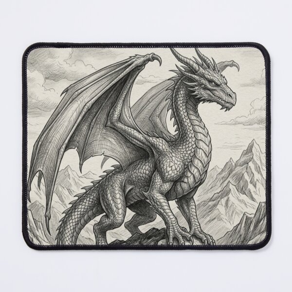 Item preview, Majestic dragon drawing designed and sold by Inkabbmate.