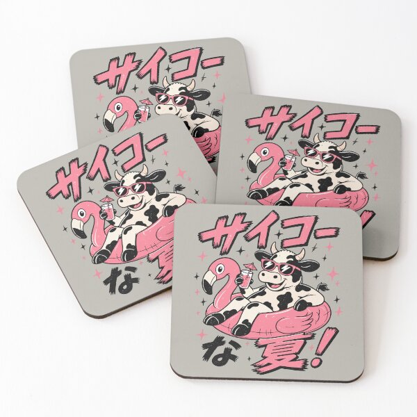 Item preview, Retro Summer Cow Flamingo Float Japanese designed and sold by AwesomeBeyondLimits.
