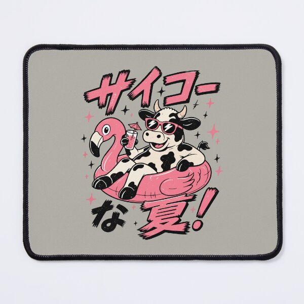 Item preview, Retro Summer Cow Flamingo Float Japanese designed and sold by AwesomeBeyondLimits.