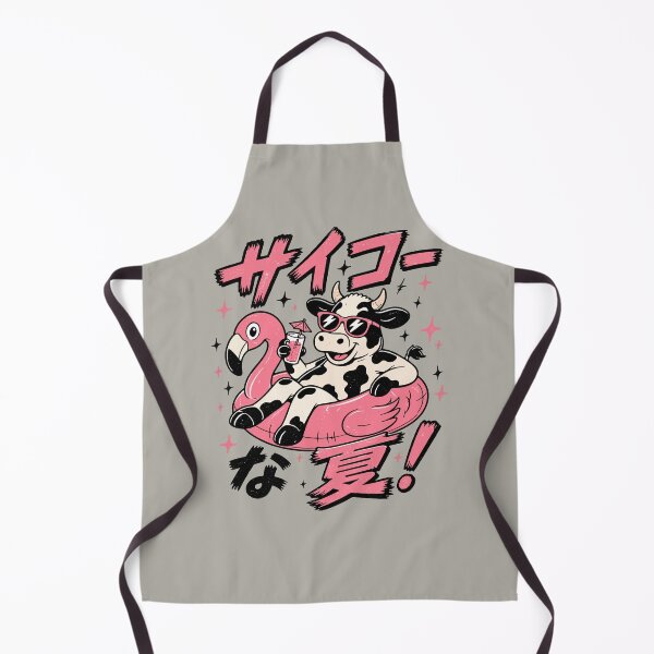 Item preview, Retro Summer Cow Flamingo Float Japanese designed and sold by AwesomeBeyondLimits.