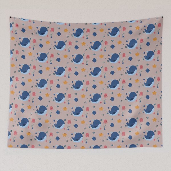Item preview, Copy of  Cute Ocean Friends Pattern – Whales Jellyfish Stars Kids Design designed and sold by 555Design.