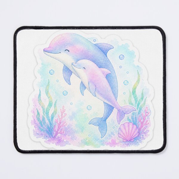 Item preview, Cute Baby Dolphin & Mama Dolphin | Ocean Lover Gift designed and sold by Kr8Design.